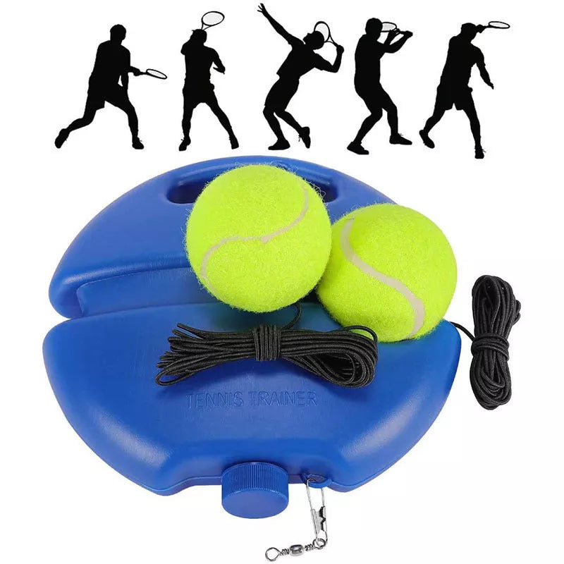 Novice tennis trainer with blue rounded kettle design and ball with line for precise practice
