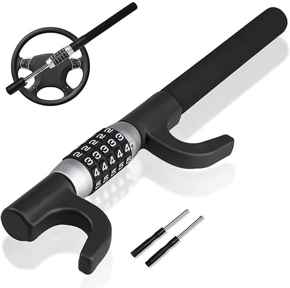 Alloy steel car steering wheel anti-theft U-lock with password mechanism in black, blue or red