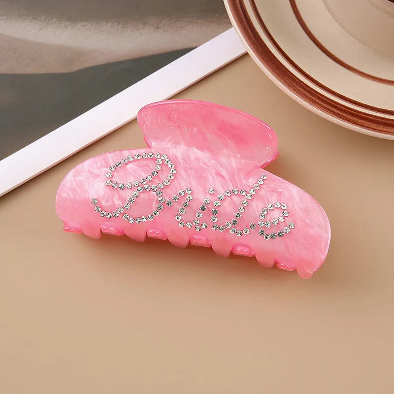 Sweet style acrylic diamond shower curtain clip barrette in pink or white.
