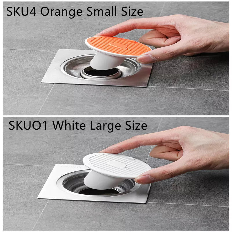 Whale Magnetic Suction Floor Drain Cover in white, orange, or green, blocking sewer odors with a tight seal