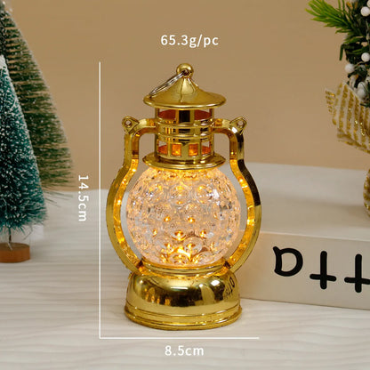 Gold retro oil lamp design LED night light measuring 14.5cm tall