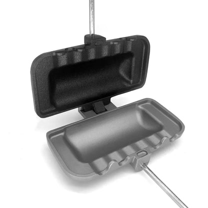 Silver grey aluminium sandwich baking tray with rectangular Korean design measuring 12.8x21.6cm