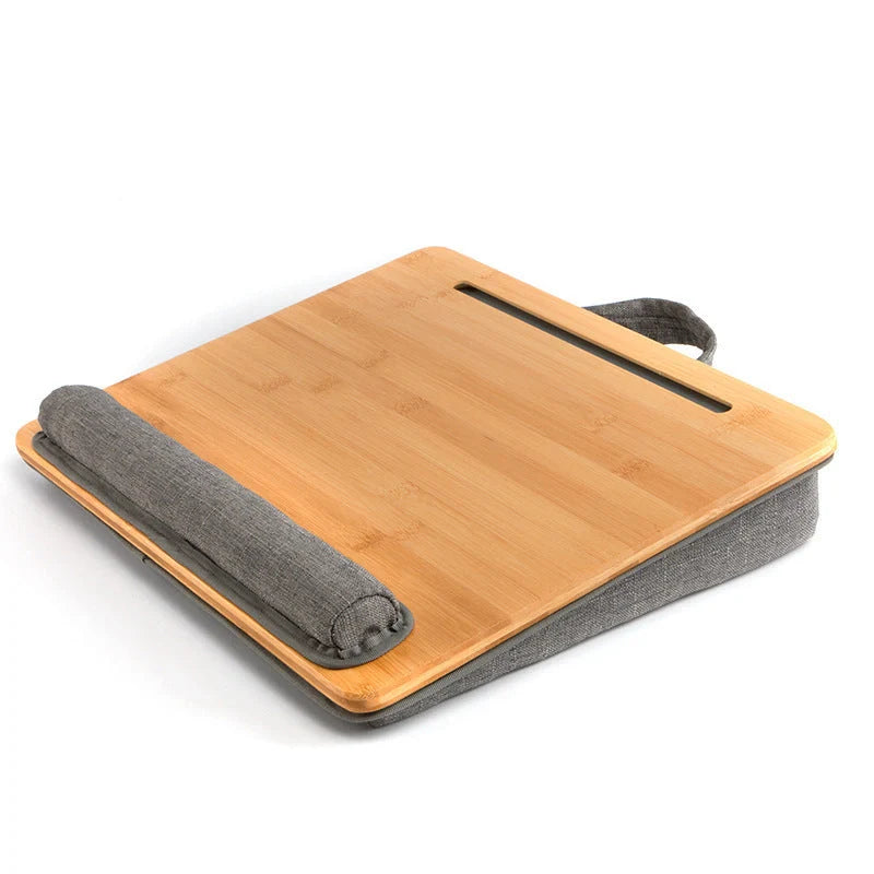 Japanese-style bamboo lap desk with fabric top in small and large sizes