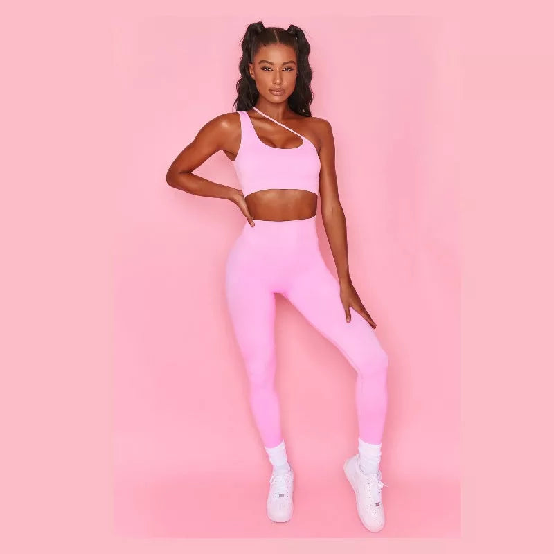 Women's high elastic sleeveless yoga fitness suit in yellow, purple, and blue