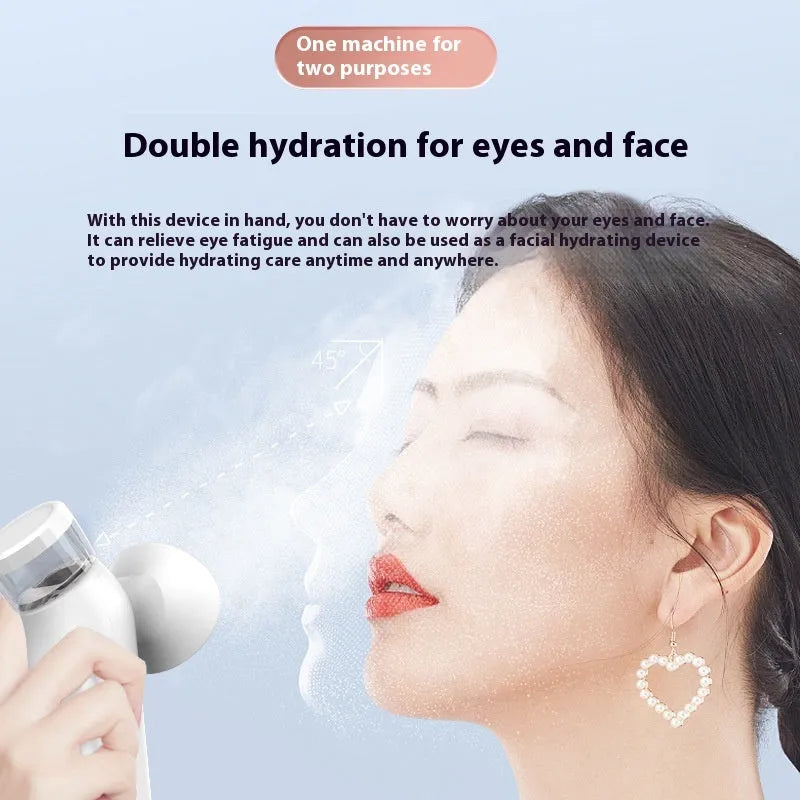 White portable eye care device with adjustable temperature settings from 40°C to 45°C for cold and hot compress therapy