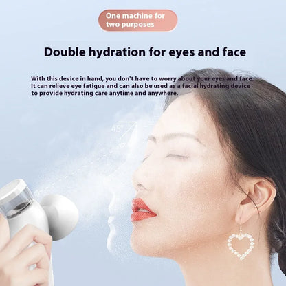 White portable eye care device with adjustable temperature settings from 40°C to 45°C for cold and hot compress therapy