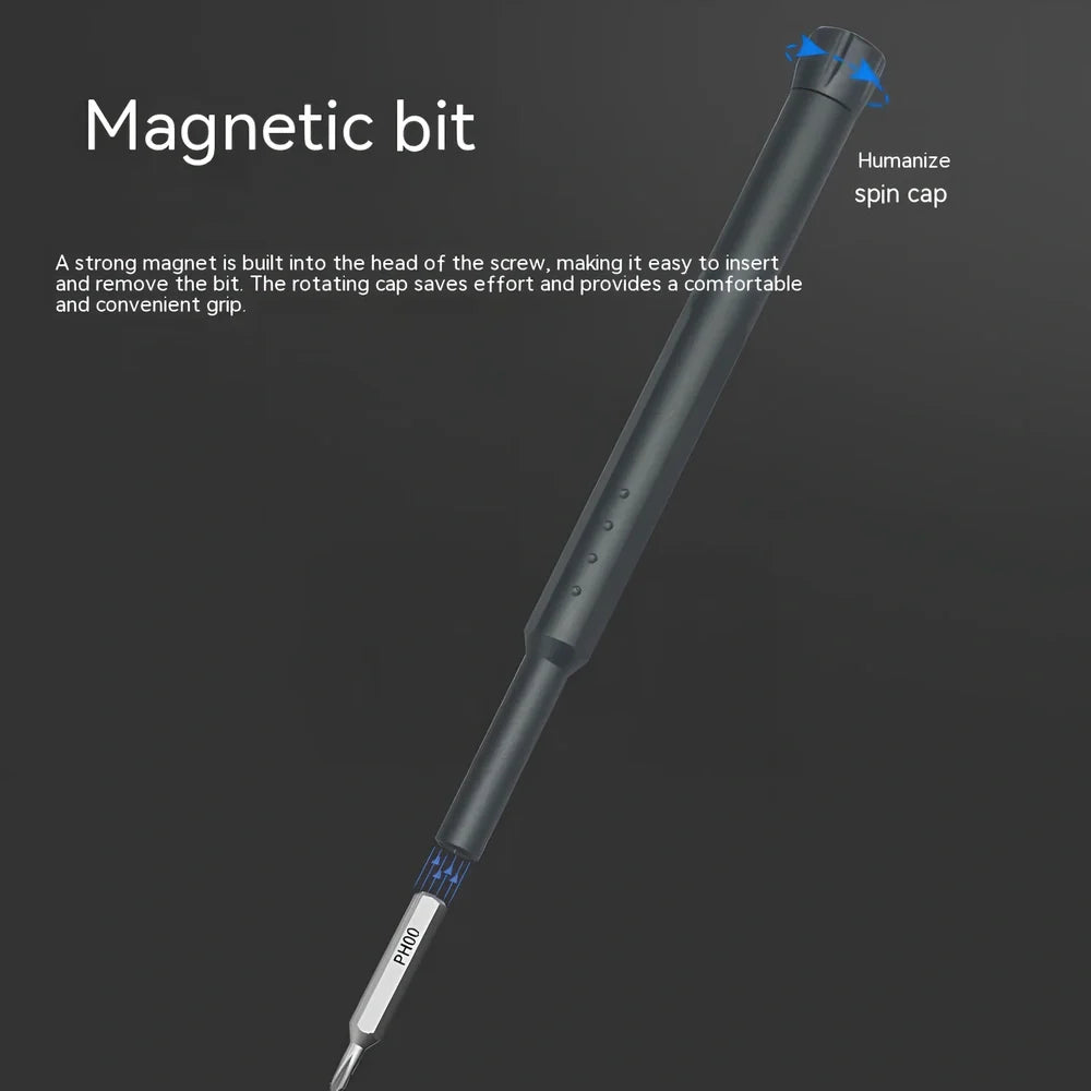 44-piece screwdriver set with S2 alloy steel bits in 37mm x 37mm x 150mm storage case