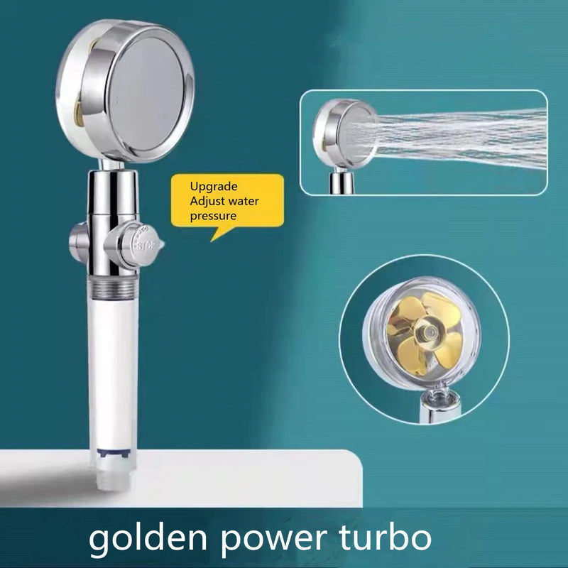 High-Performance Water-Saving Shower Head with 360-Degree Rotation and Fan Feature