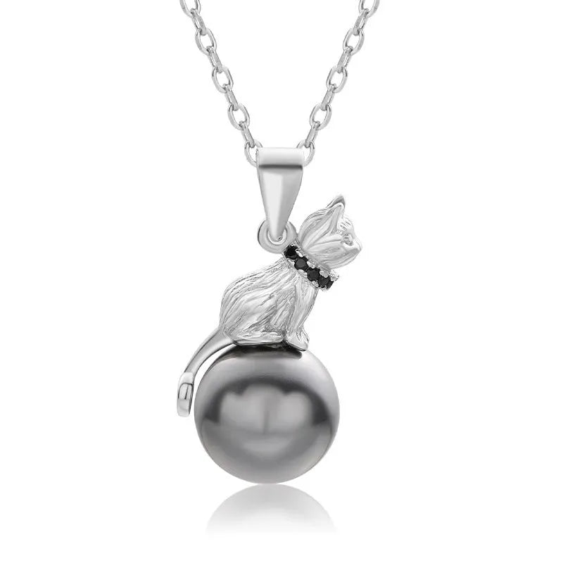 Cat pendant 925 sterling silver clavicle necklace, cat jewellery necklace in solid silver, elegant cat silhouette pendant necklace for women, D2113 single pendant or D2114 finished product options