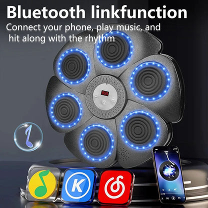 Black smart music boxing machine wall target with Bluetooth and light feedback, includes half-finger gloves