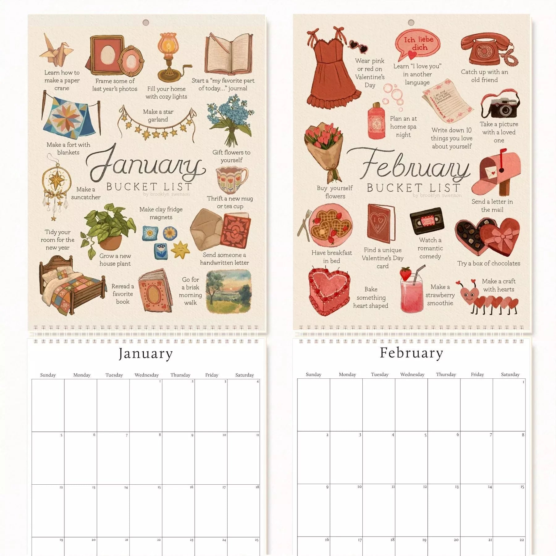2025 Wish List Calendar with simple modern design for home and office