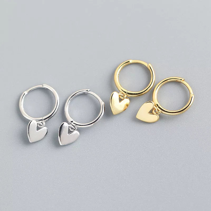 Love Heart Earrings in gold or silver finish, perfect for women's fashion accessories