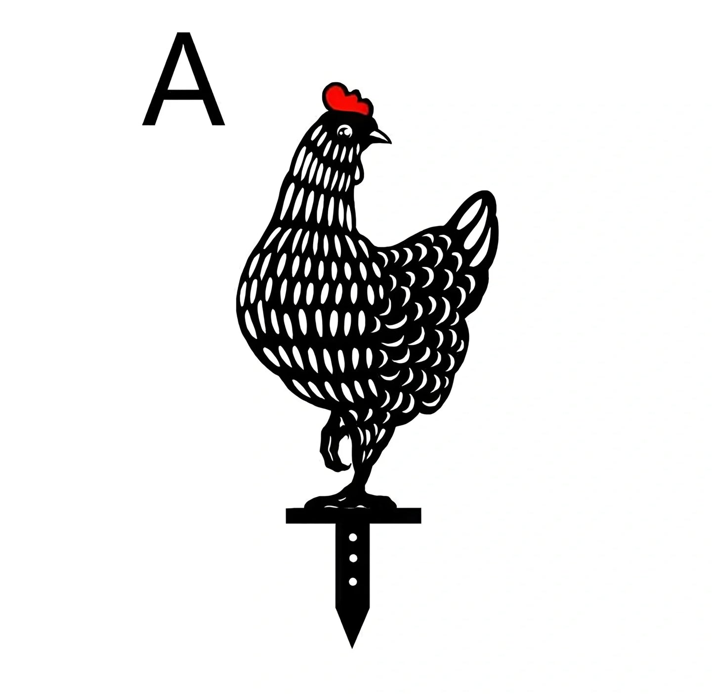 Set of powder-coated metal chicken yard art stakes, sizes 15-35 cm, with lifelike hen silhouettes for garden decor