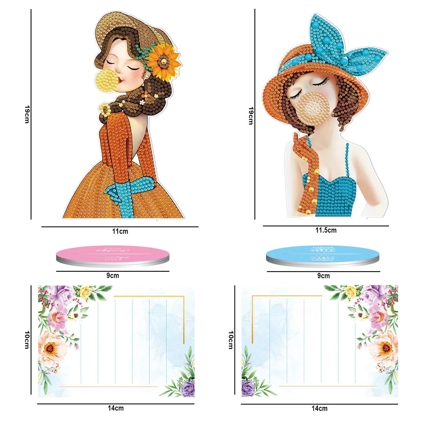Diamond painting desktop note clip with frameless American style design, 19cm wide with note clip and decorative display