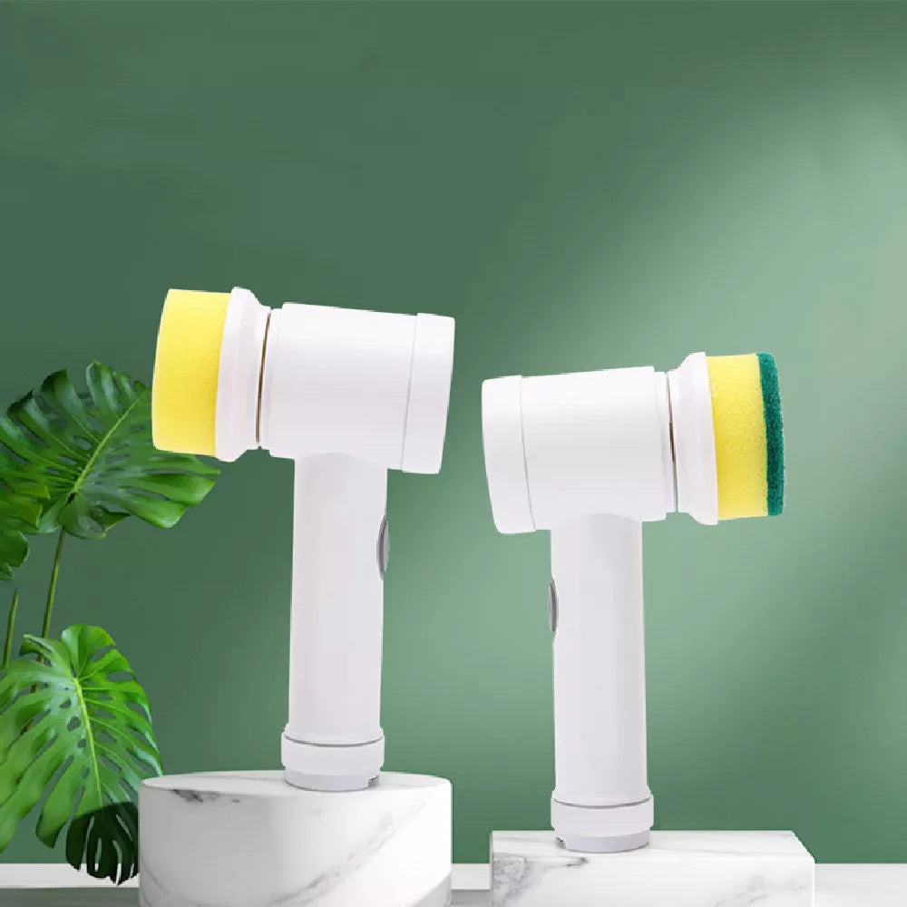 Intelligent Electric Cleaning Brush in white with multiple brush heads for versatile cleaning