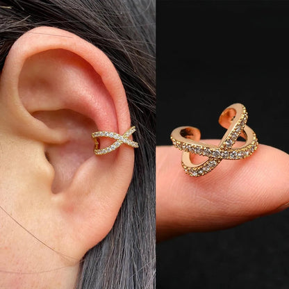 Butterfly flower inlaid zircon pierced earrings in gold or silver copper for women