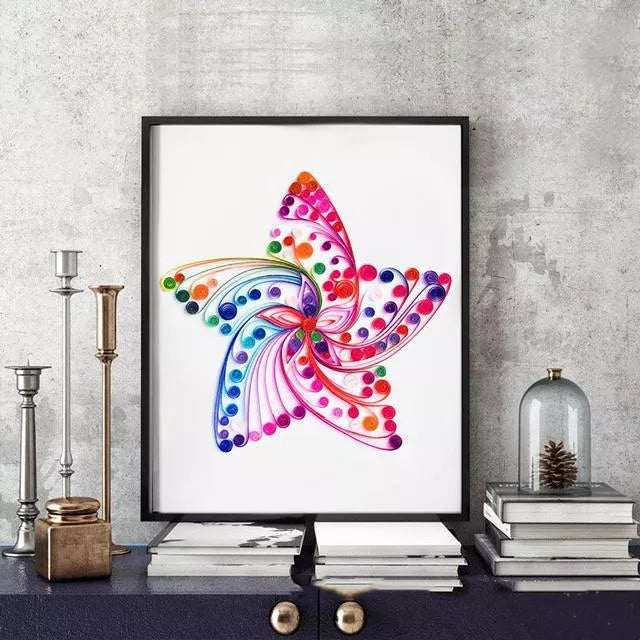 Handmade quilted paper painting craft kit with tools and materials for DIY decor