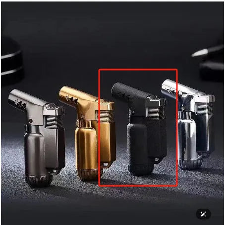 Full metal windproof lighter with straight punch design in black, gold, grey or silver finish
