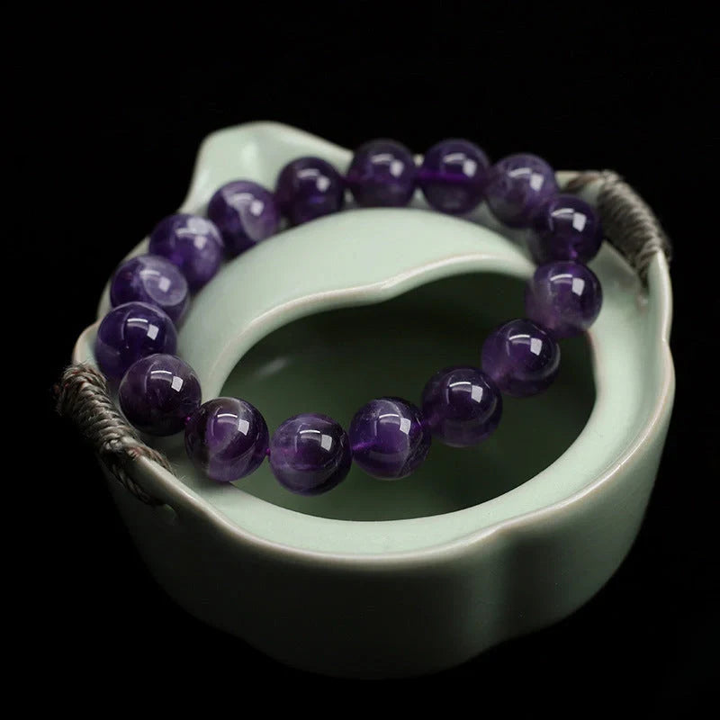 Natural Fantasy Amethyst Bracelet with adjustable string and 6mm-16mm genuine crystal beads