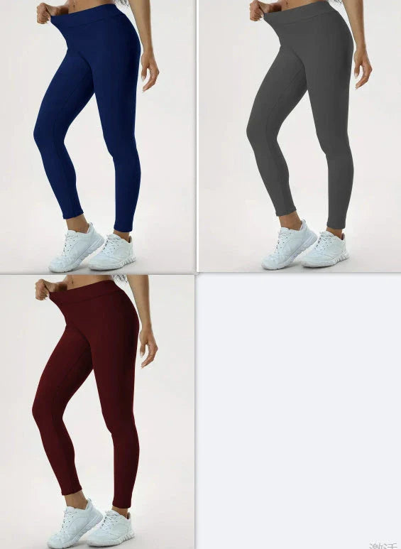 Slimming high-waist yoga pants with hidden tummy control, available in various colors and sizes