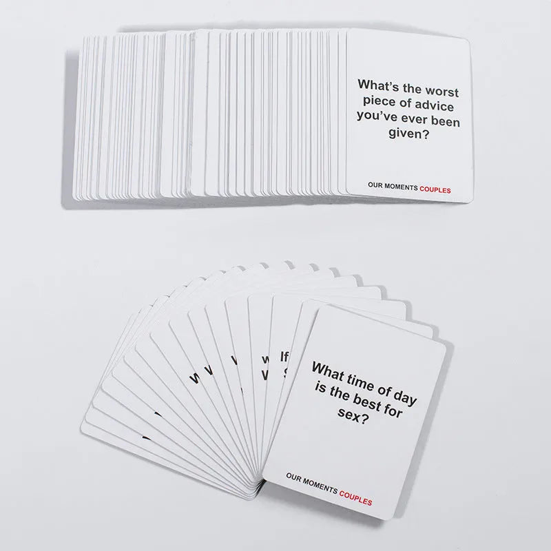 Black Our Time Lovers Edition communication card set for couples in an open box.