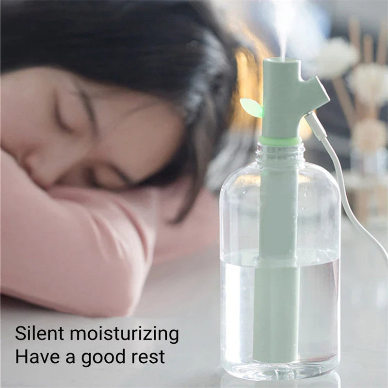Compact portable USB humidifier with ultrasonic cool mist maker for home and office use