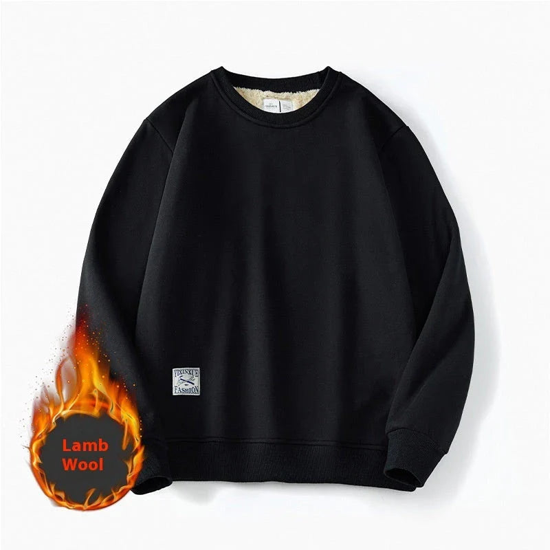 Cozy fleece pullover in a variety of classic colors, featuring a warm and soft fabric blend, stylish round neck design, and comfortable long sleeves.