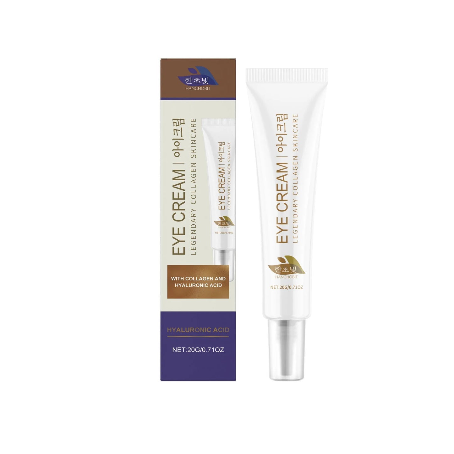 20g container of collagen and hyaluronic acid eye cream for the eye area.