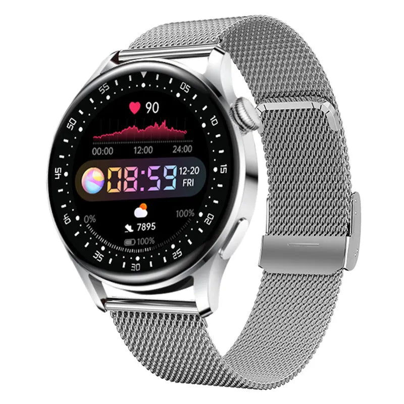 Sports health monitoring smart watch with 1.32-inch screen and silicone wristband in multiple colour options