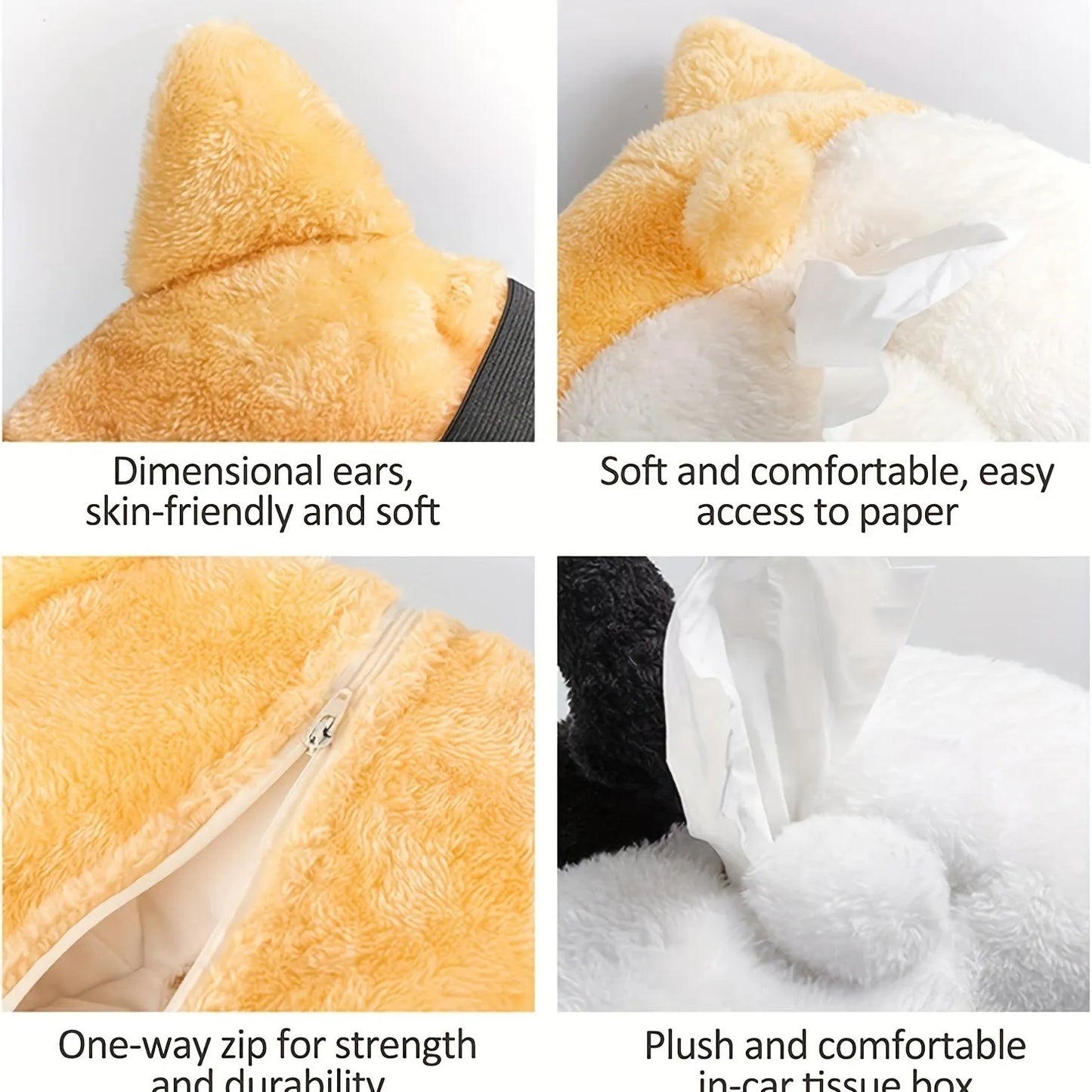 Yellow Corgi butt-shaped soft polyester tissue box cover for car sun visor
