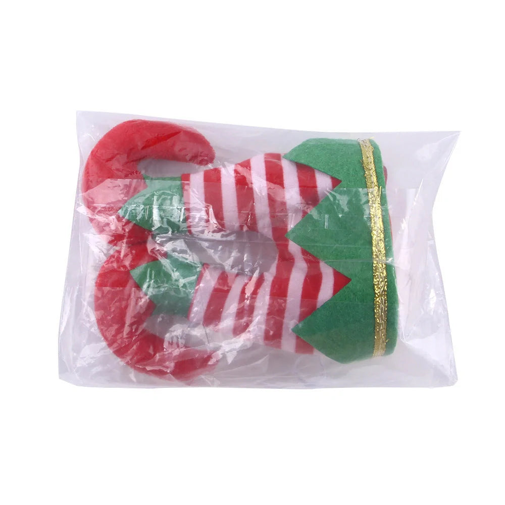 Striped clown Christmas hat for dogs with adjustable elastic band