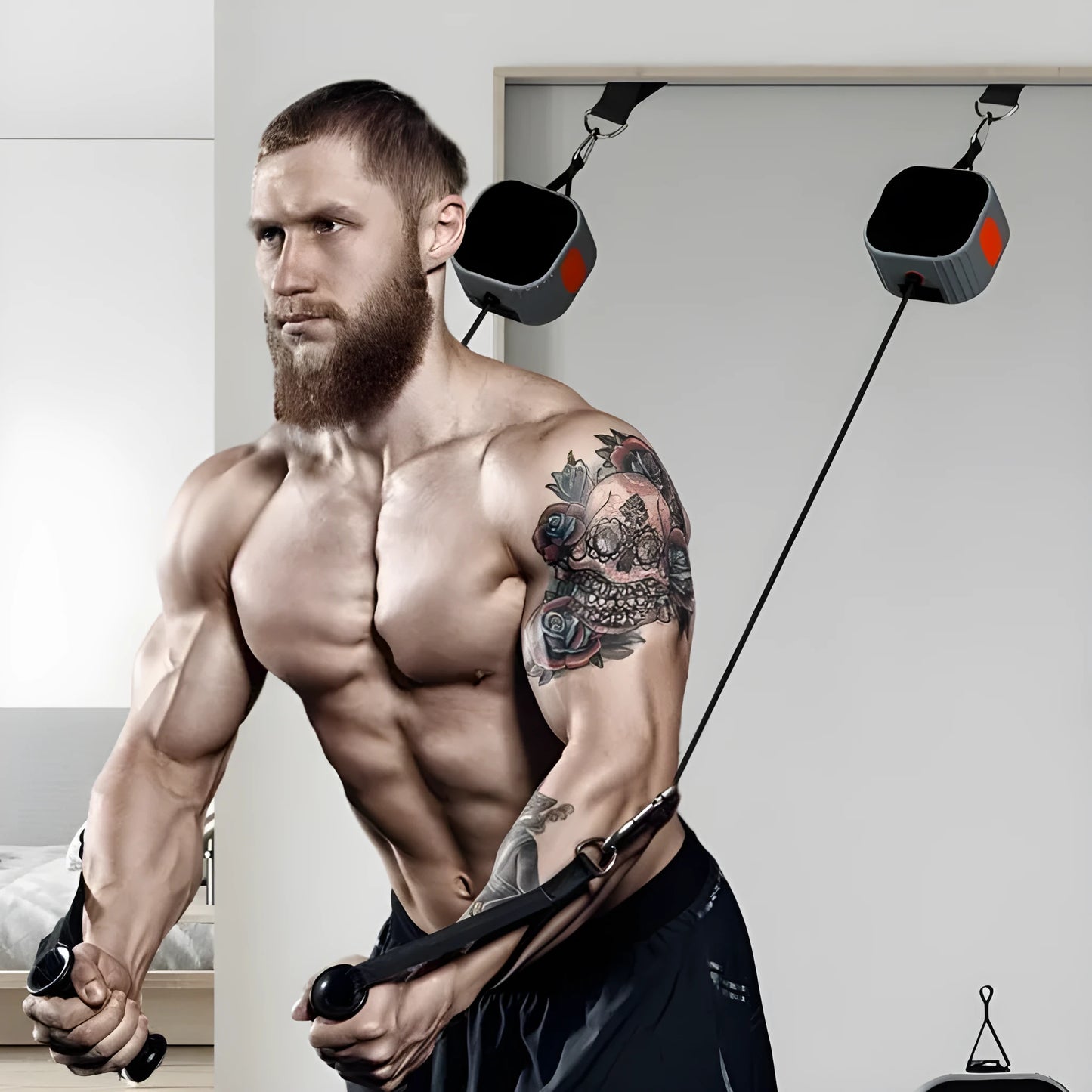 Adjustable resistance training tensioner in blue grey or orange grey colours with 2-20kg resistance range