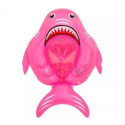 Baby swim ring with anti-flip design and sunshade for safe water play