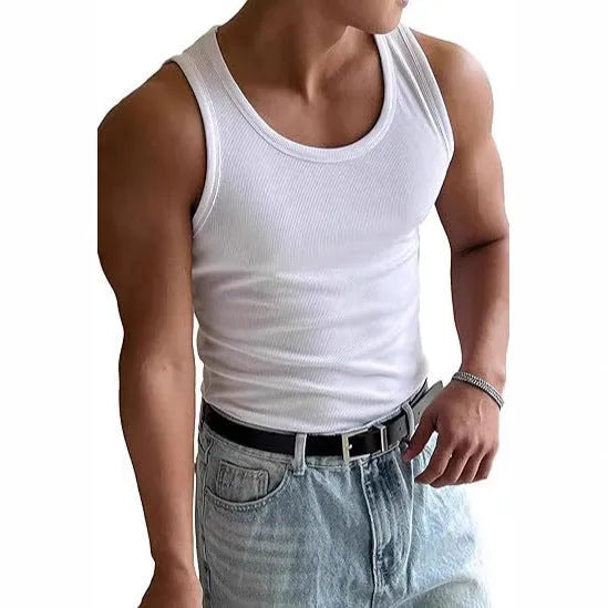 Men's tight-fitting round neck workout t-shirt in polyester with wool lining for summer sports