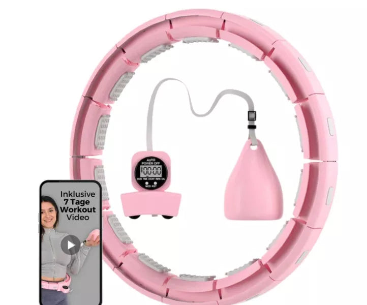 Adjustable detachable massage hula hoop in purple, pink, and blue for fitness and relaxation