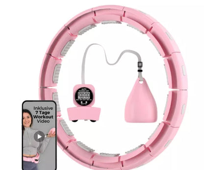 Adjustable detachable massage hula hoop in purple, pink, and blue for fitness and relaxation