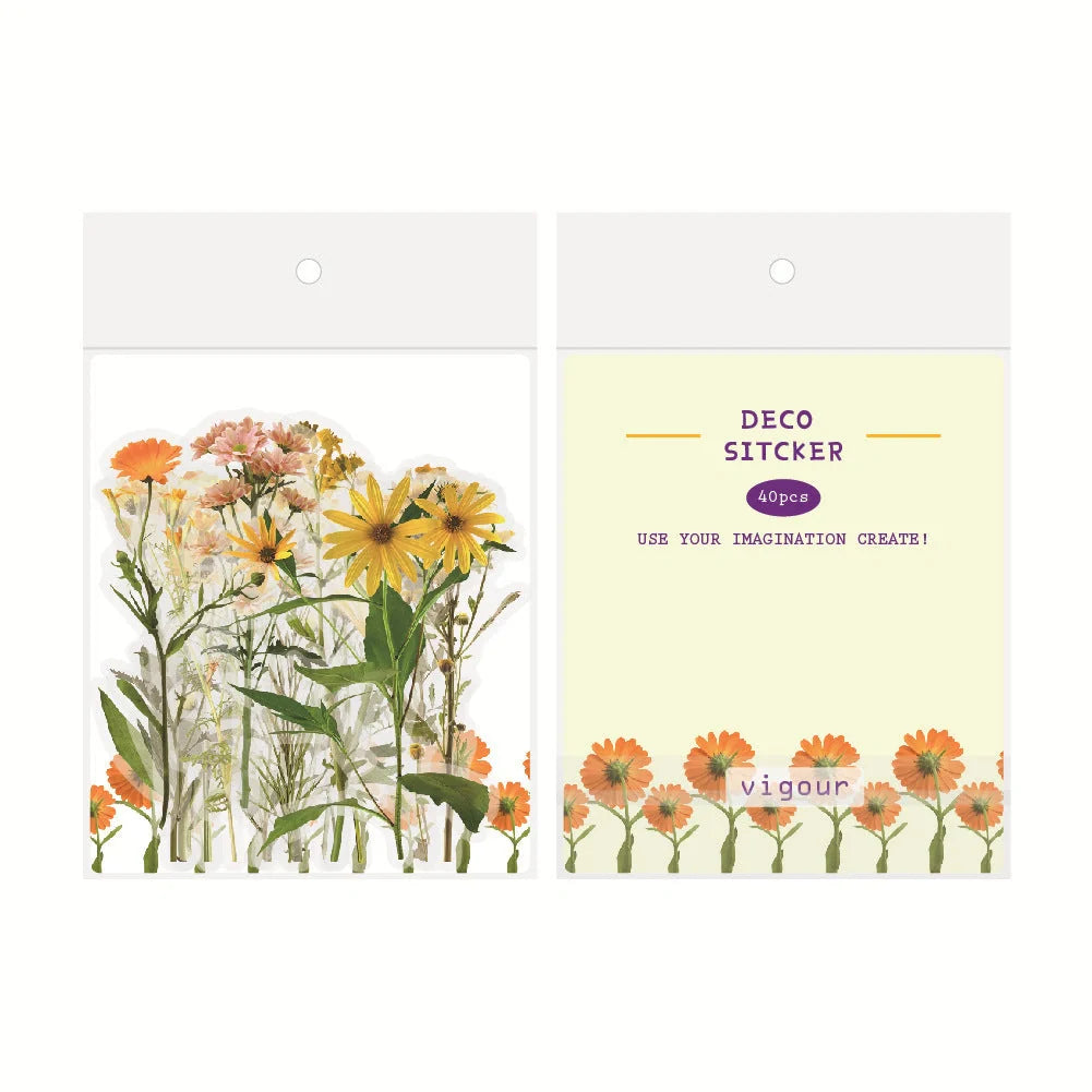Enchanting transparent floral and mushroom stickers for DIY journaling and crafting