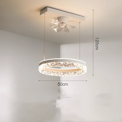 Ceiling fan light with 50cm diameter, integrated LED, and minimalist design in black finish