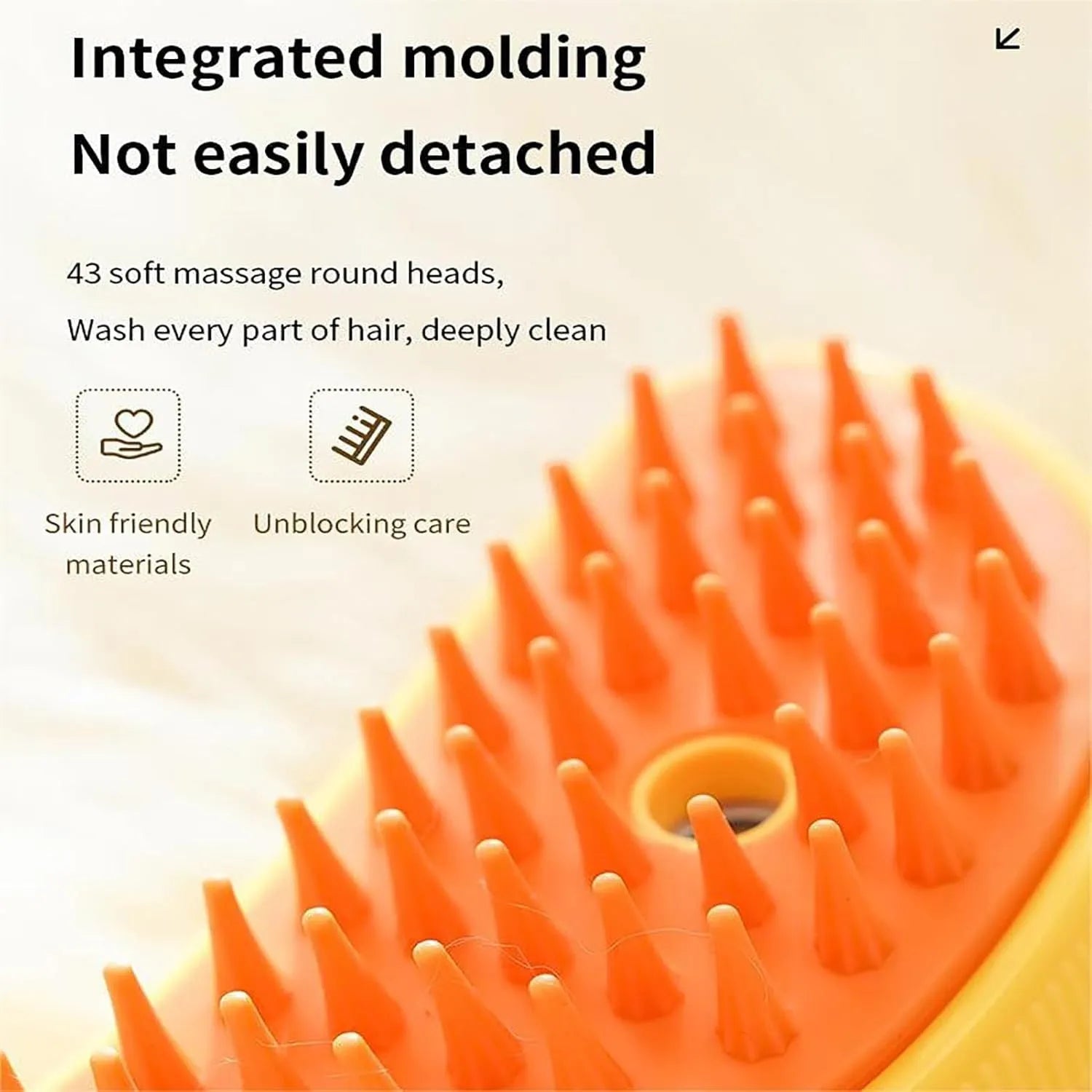 Green Cat Steam Brush with silicone paw-shaped teeth, shown grooming a cat's fur.