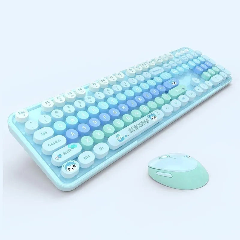 Purple mixed colour wireless keyboard and mouse set with USB receiver for computers