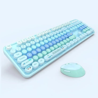 Purple mixed colour wireless keyboard and mouse set with USB receiver for computers