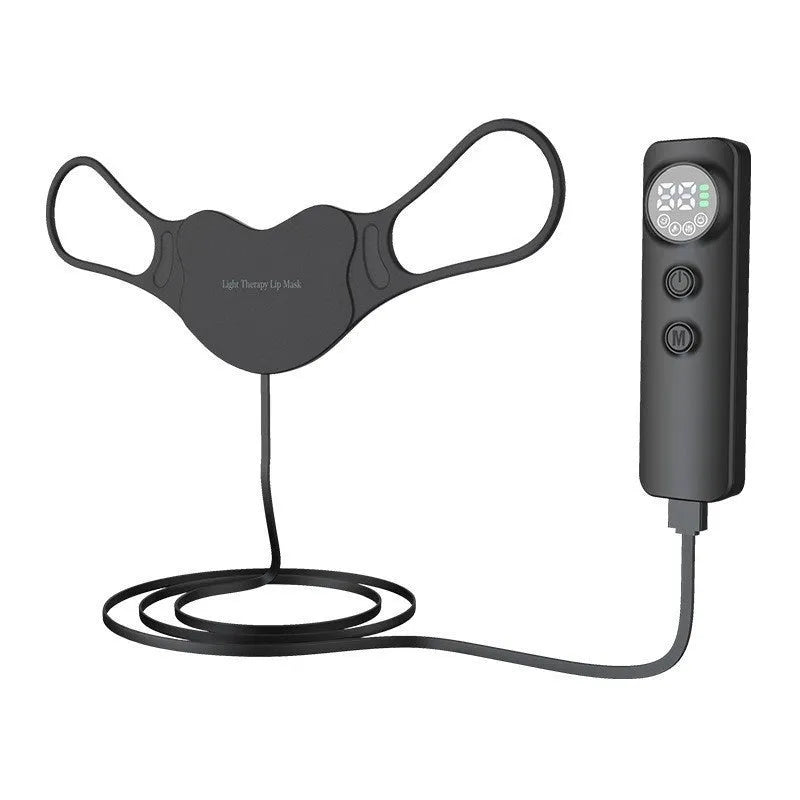 Black LED photon light therapy facial mask for at-home skin treatment on wrinkles and acne.