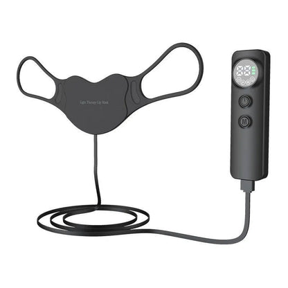 Black LED photon light therapy facial mask for at-home skin treatment on wrinkles and acne.