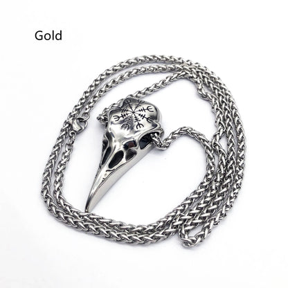Stylish titanium steel Viking skull pendant necklace with an eagle beak design
