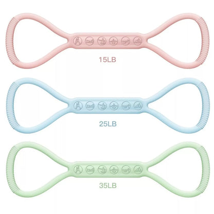 8-character Puller Silicone Yoga Mini Band Kit with Light, Medium, Heavy resistance bands