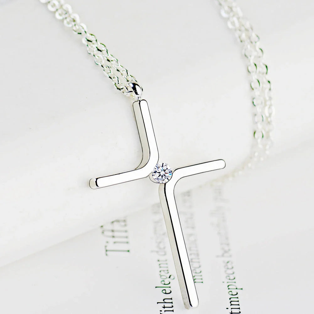 Elegant Titanium Steel Cross Pendant Necklace for Women - A timeless accessory for any outfit.