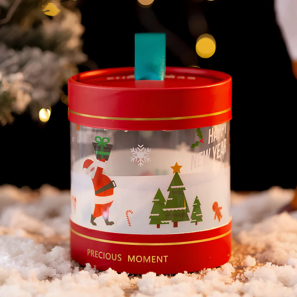 Red and green Christmas Eve packing boxes with 21cm height, double-layer paper for gift security