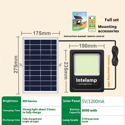 A waterproof solar-powered LED courtyard light mounted on a stake for garden or pathway illumination.