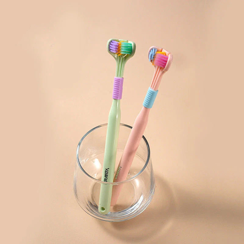 Soft Bristle Tri-Angle Toothbrush with customizable features for deep cleaning and travel convenience