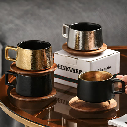 Office gift set showing stainless steel travel tumbler inside a gold-plated presentation box with optional gift bag.